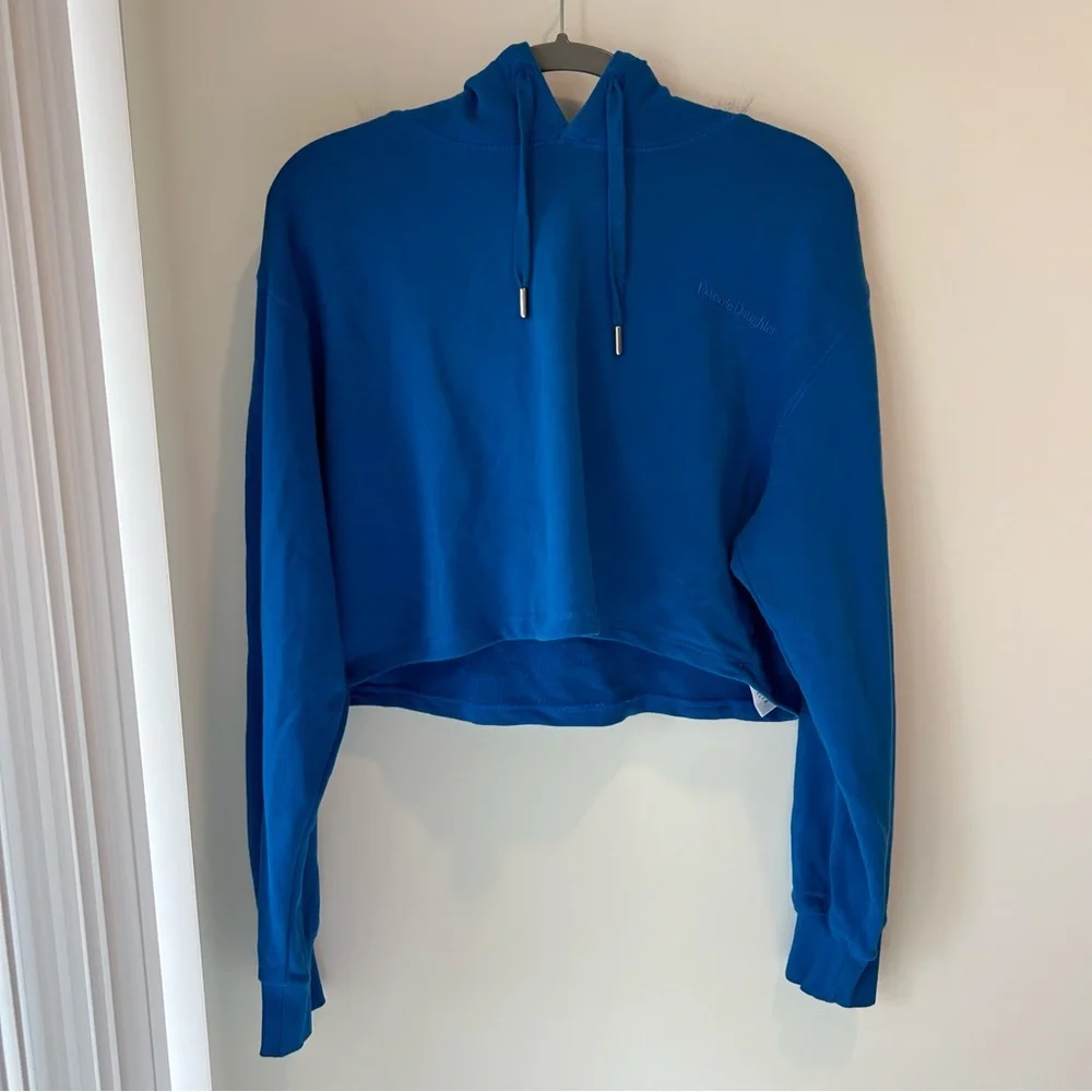 Favorite Daughter The Cropped Hoodie Skydiver Blue Size Medium - Picture 2 of 7